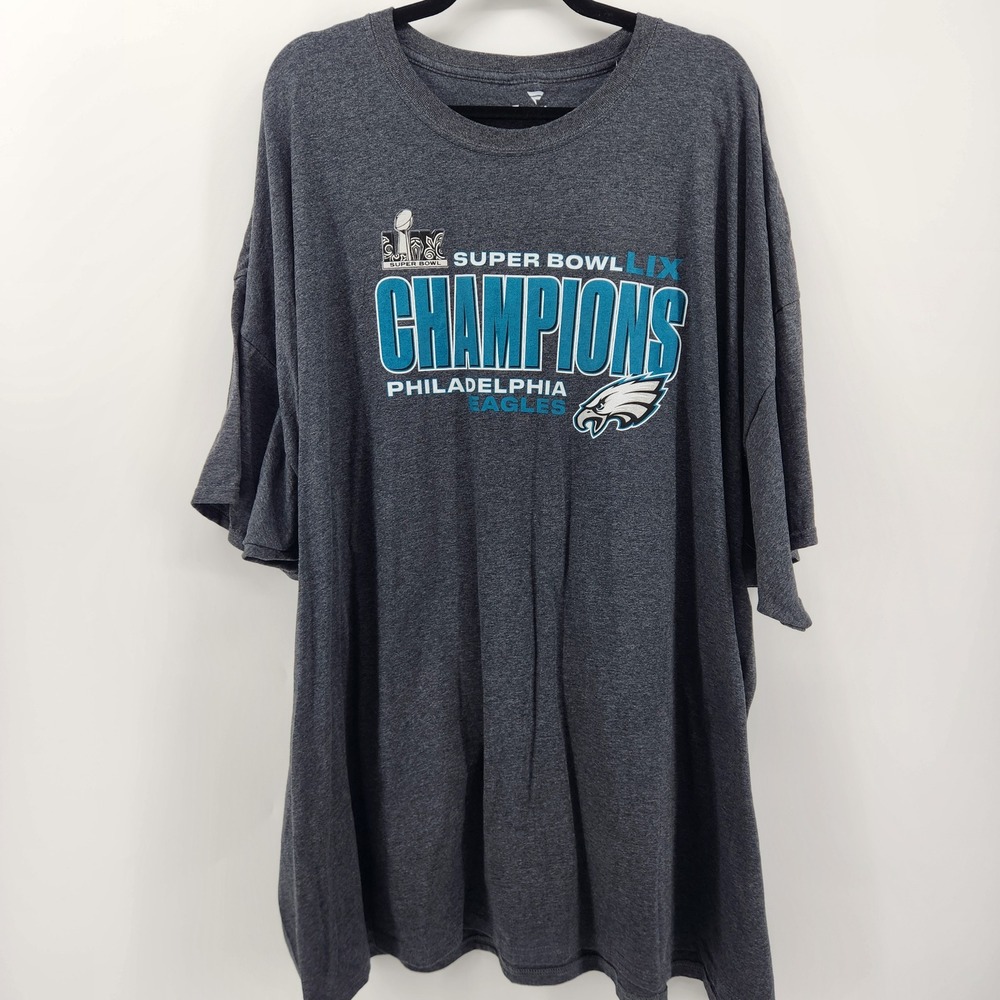 Philadelphia Eagles Super Bowl‎ LIX Champions Fanatics Gray T-Shirt 5XLT NEW
